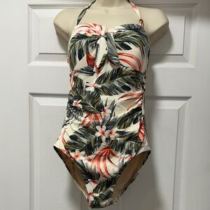 Kona Sol Leafy Print woman  One Piece Swimsuit Size M